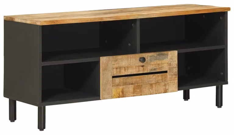Armadi contenitori in legno massello di mango, finitura naturale, dimensioni 100 x 33 x 46 cm