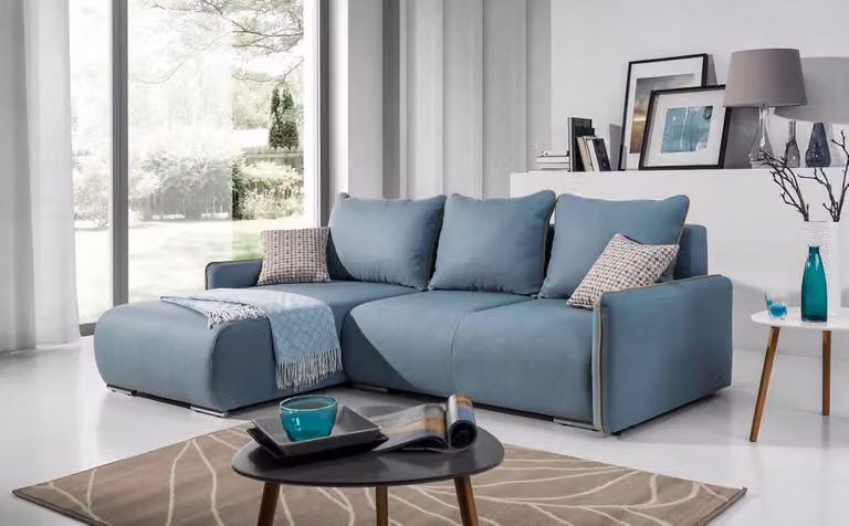 Ecksofa Schlafsofa Sofa Couch Polster Eckgarnitur Bettfunktion Sitz Couchen