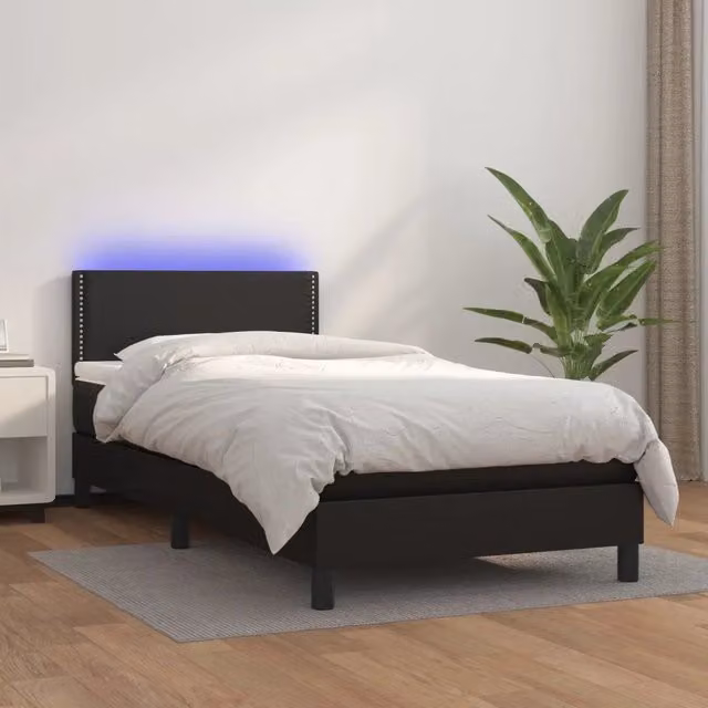 Giroletto a Molle con Materasso e LED-Struttura Letto Nero 90x190 cm Similpelle 698082