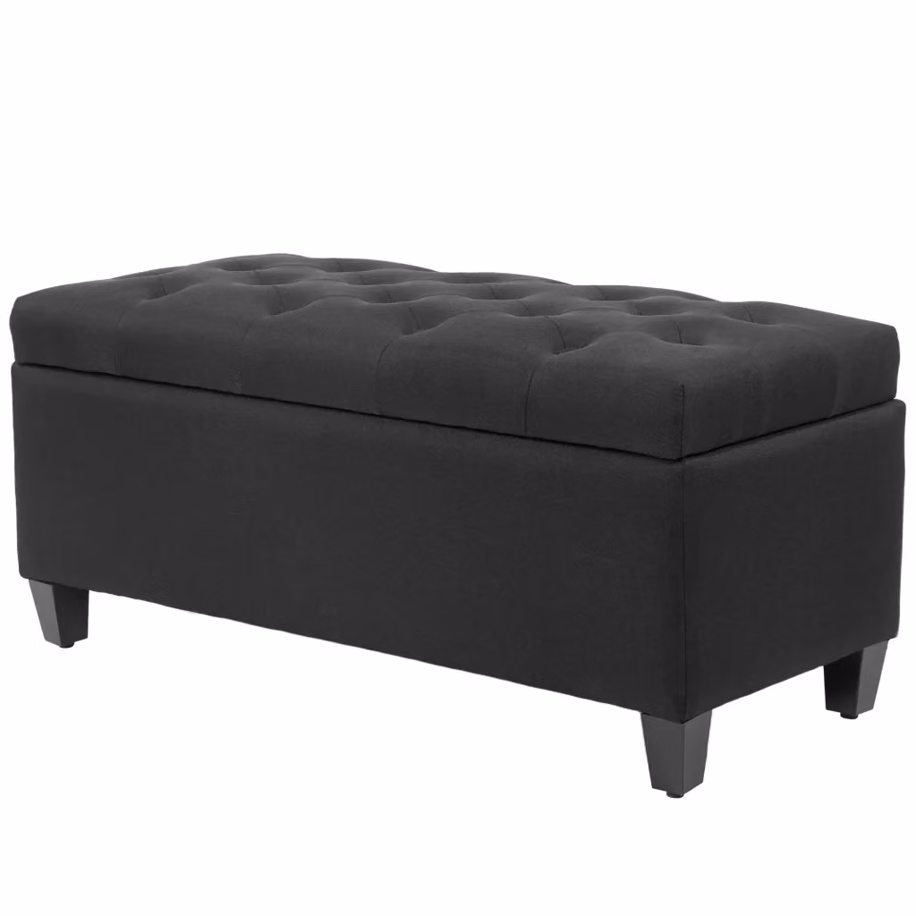 Sedia da pranzo Minimal in legno e tessuto nero L 100 x P 40 x H 44 cm – 2