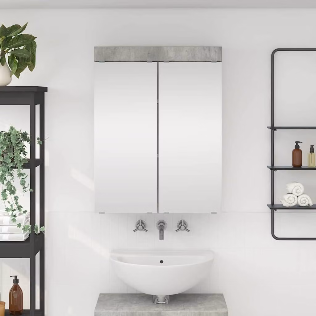Mobiletto per specchio da bagno vidaXL TULUM moderno, Grigio cemento, L/P/H: 60,0 x 16,5 x 78,0 cm