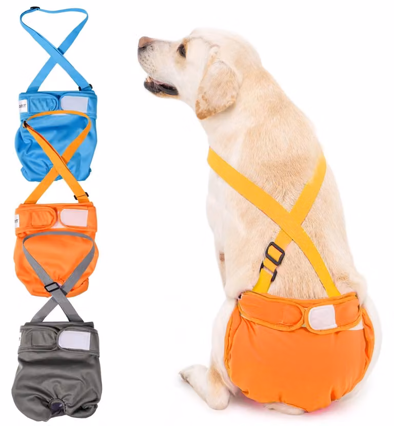 Pannolini riutilizzabili e lavabili per cani, set da 3