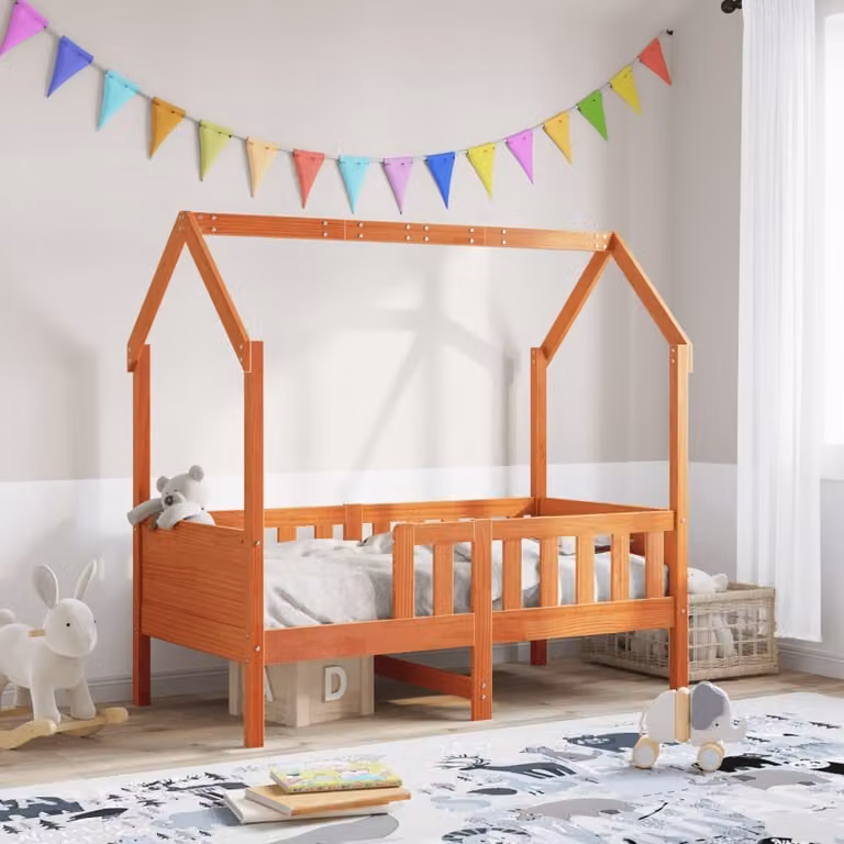 Maison Exclusive - Lettino a casetta marrone cera 70x140 cm pino