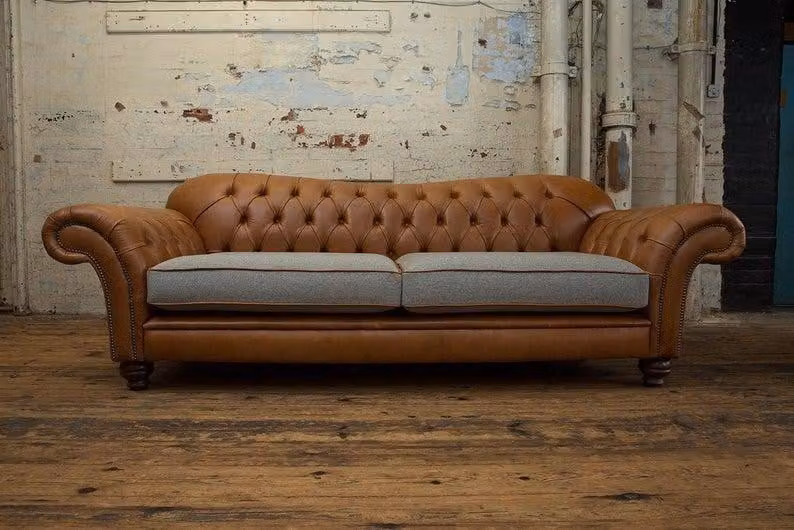 Chesterfield Sofa Design Luxus Leder Polster Couch Klassische Sofa 3 Sitzer