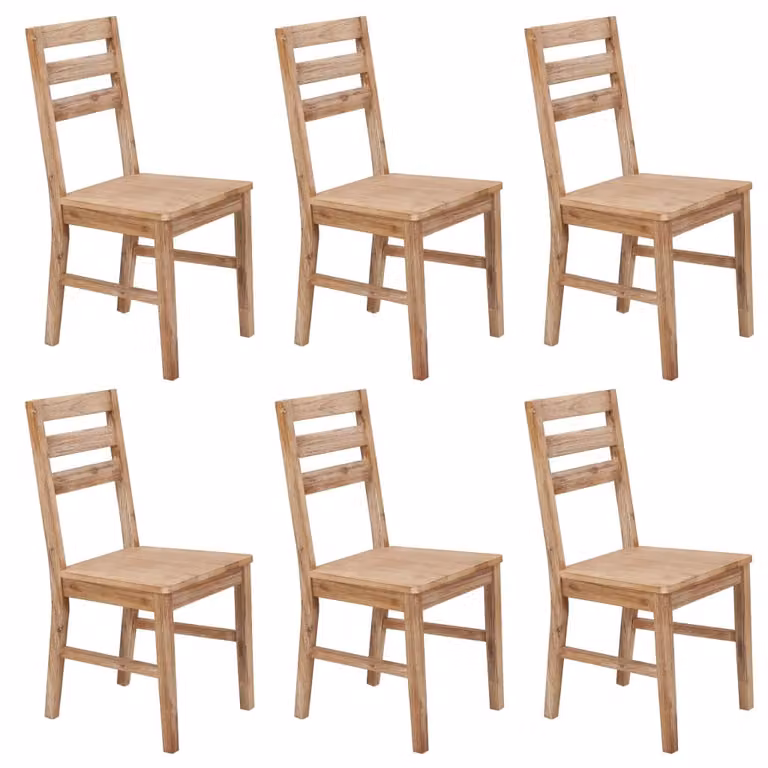 The Living Store Sedie da pranzo 6 pz. Legno massiccio di acacia