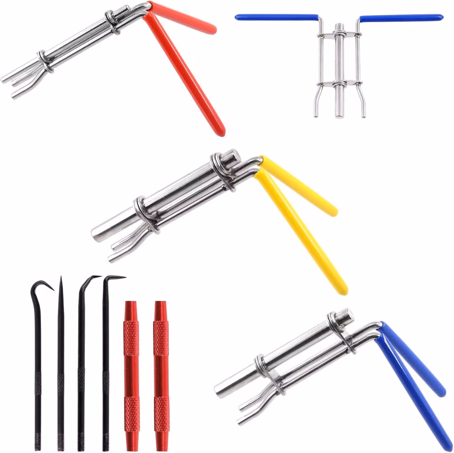 Set di 5 utensili per il montaggio di guarnizioni idrauliche, strumenti per la riparazione di pistoni, colore blu, giallo e rosso, per