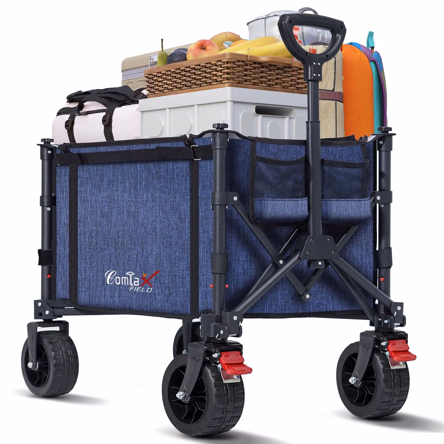 Carrello pieghevole con grandi ruote adatte a tutti i terreni e capacità di 120 litri