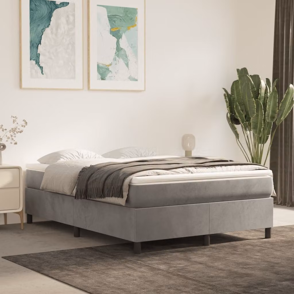 Maison Exclusive - Giroletto a Molle con Materasso Grigio Chiaro 140x190cm Velluto