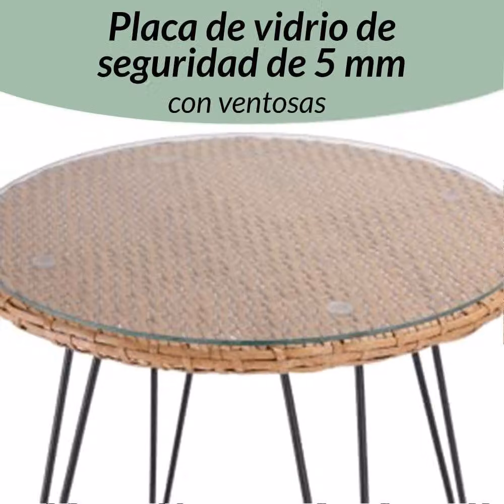 Set da balcone in rattan da 2 pezzi con cuscini, per interni/esterni