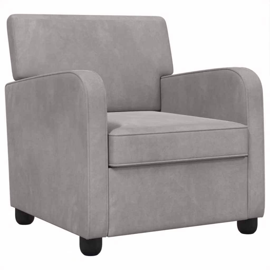 Poltrona-Divano Moderna in Velluto Grigio Chiaro con Braccioli e Struttura Rinforzata 599066 – 2