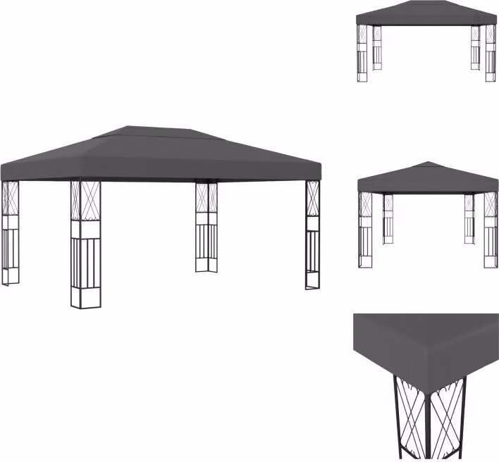 vidaXL Padiglione 3×4 m in tessuto antracite - Padiglioni e tende per feste