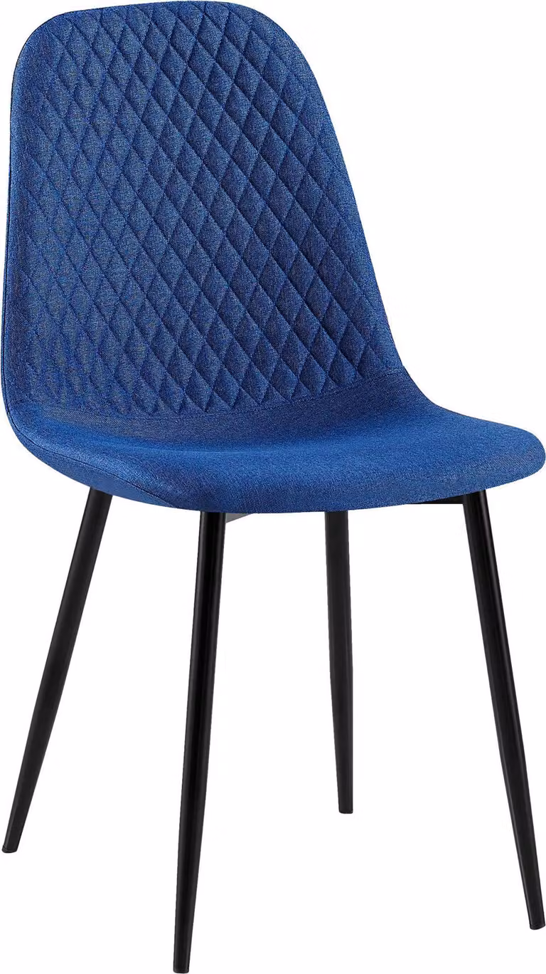 Sedia CLP Giverny con cuciture decorative, colore blu, materiale: tessuto