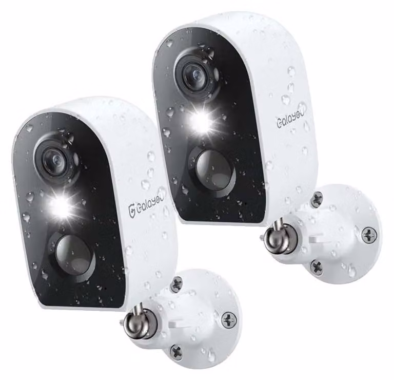 Telecamera di sicurezza wireless, risoluzione 3 MP, alimentata a batteria, visione notturna a colori, audio bidirezionale, grado di protezione IP65 (resistente all'acqua)