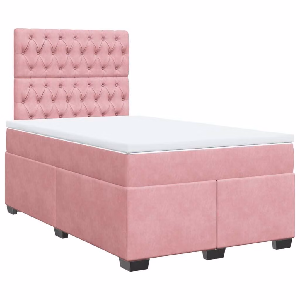 Giroletto a Molle con Materasso Rosa 120x200 cm in Velluto