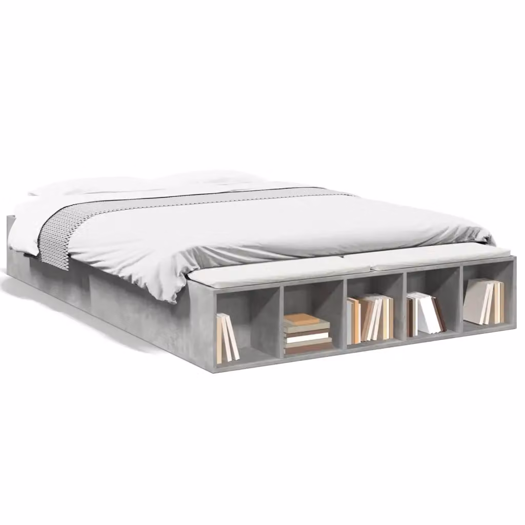 Letto con contenitore e compartimenti laterali vidaXL in legno multistrato grigio L/P/H: 200 x 160 x 30 cm – 2