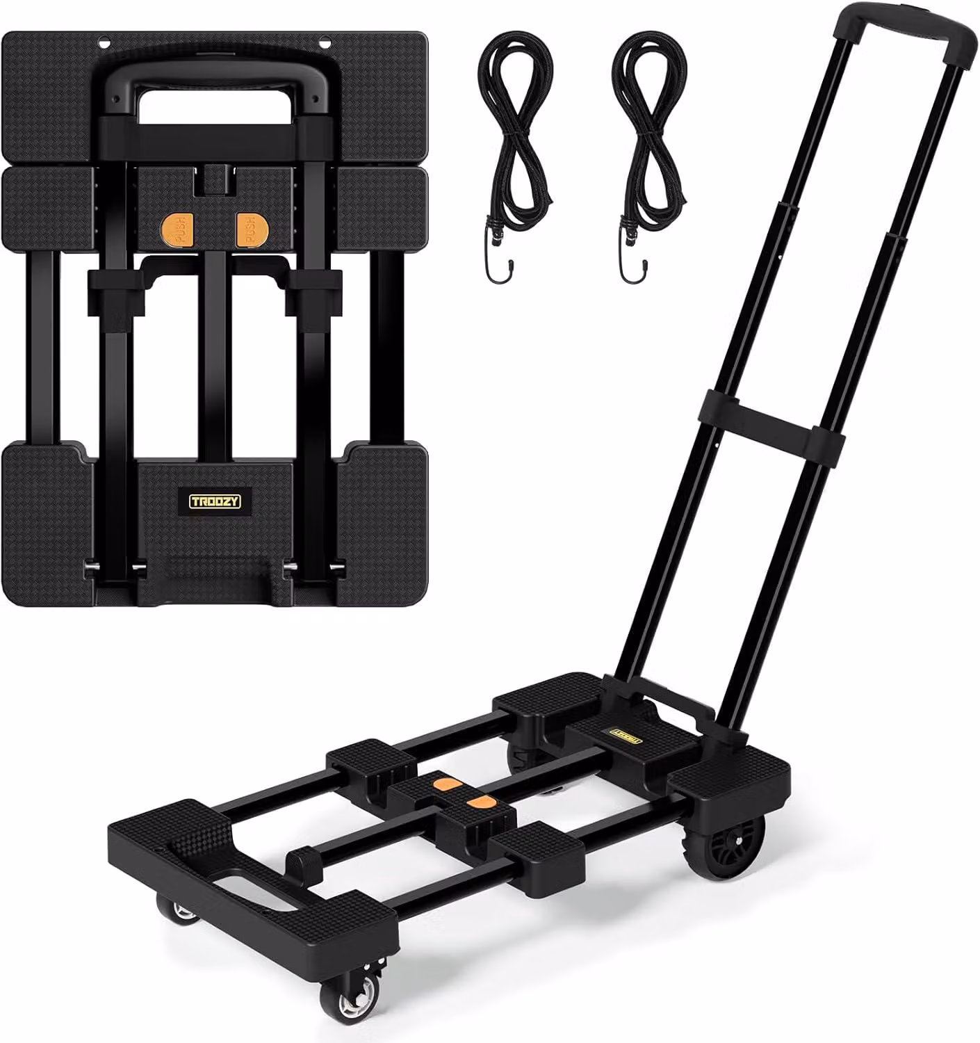 Carrello per sacchi da 500 libbre, con 6 ruote e freno, pianale estendibile a 66 cm, dotato di 2 cinghie di fissaggio, ideale per traslochi