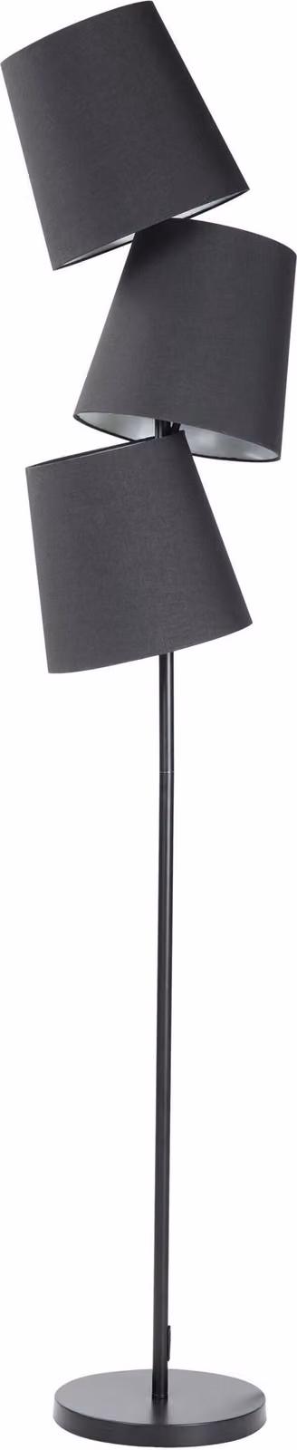 BELIANI Lampada da terra in metallo nero 164 cm paralume in tessuto a 3 luci cavo lungo con interruttore design retrò