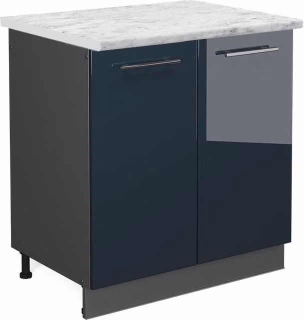Mobile lavello cucina Fame-Line Blu scuro lucido/Antracite 80 cm, PL Marmo Vicco