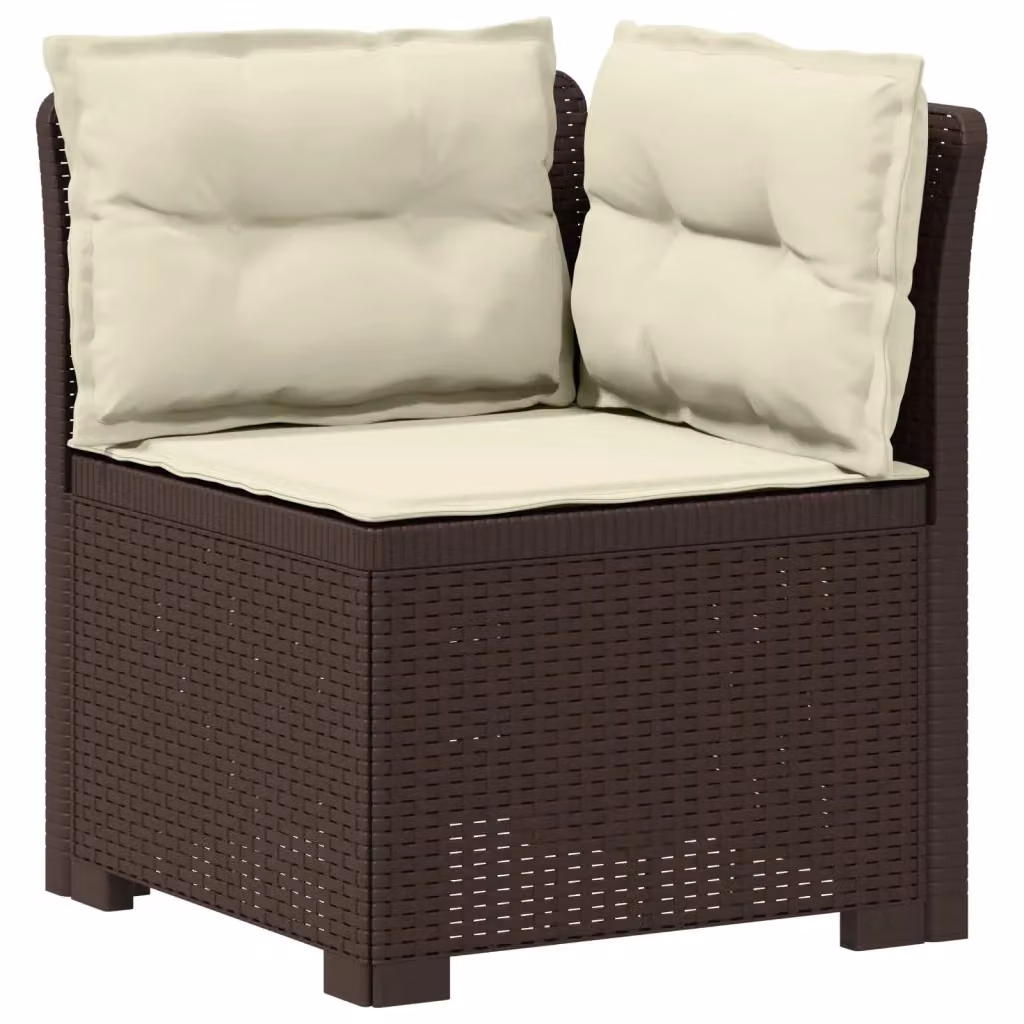Divano da giardino a 1 posto con cuscini vidaXL in stile rattan moderno, colore marrone, L: 70 cm, P: 62 cm, H: 62 cm – 2