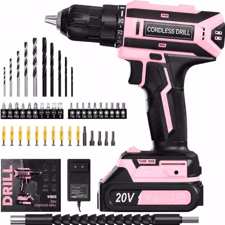 Avvitatore a batteria da 20V, 42 Nm, con accessori (56 pezzi), dotato di illuminazione a LED