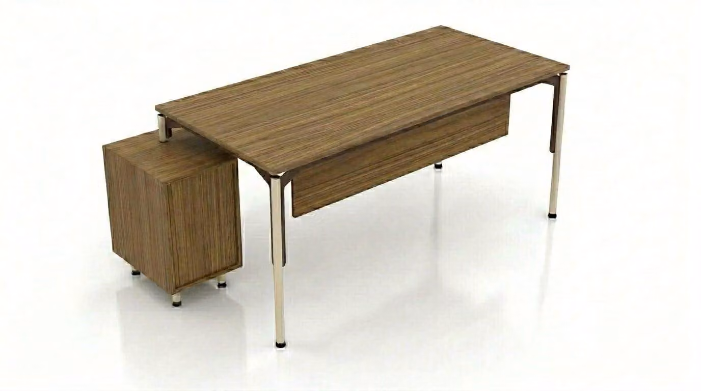 Elegante set in marrone: scrivania, cassettiera e mobile per l'ufficio, design moderno