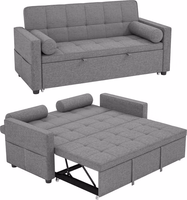 Divano letto 2 posti 3 in 1 con letto gigogne e schienale regolabile ¨C Minimal ¨C 80.5x137.5x84cm grigio