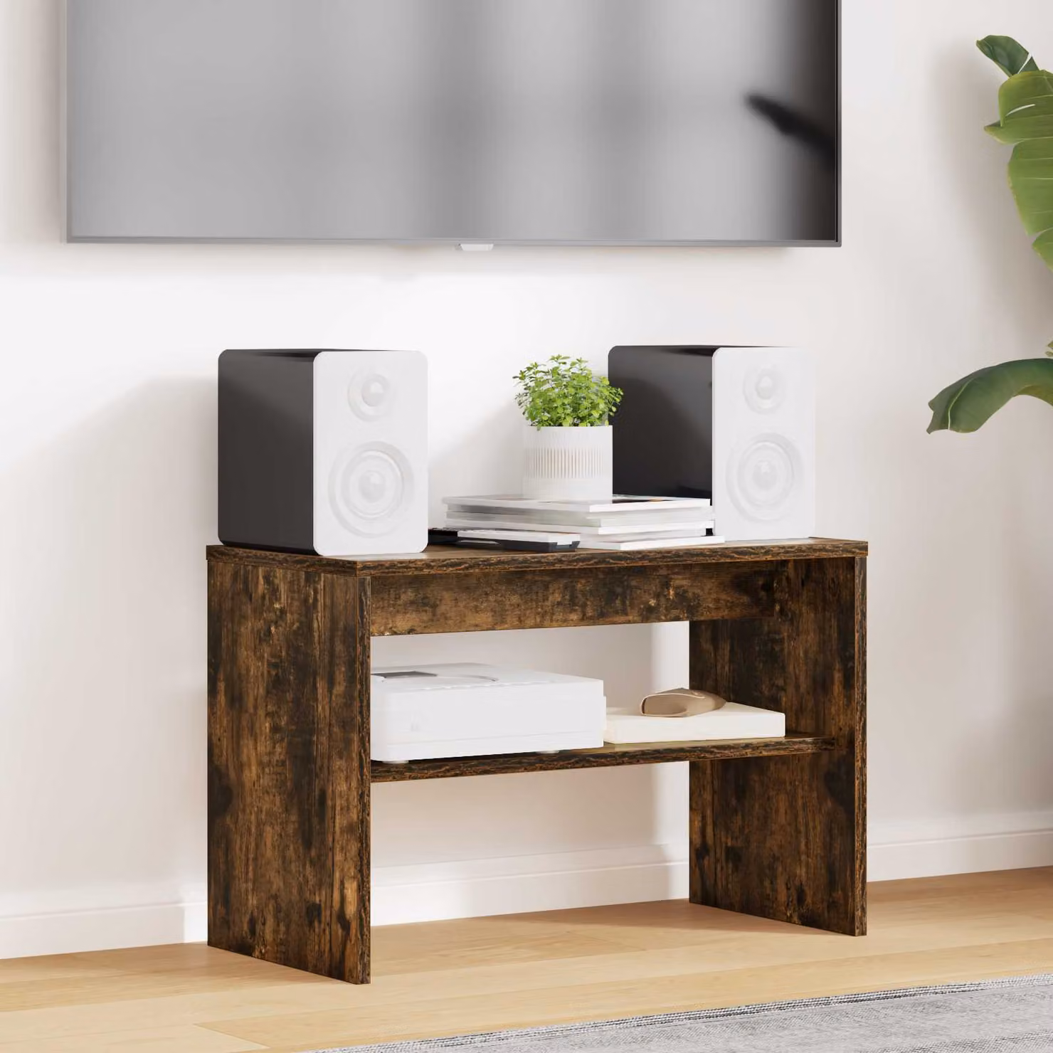 Mobile TV vidaXL in legno ingegnerizzato rovere fumé marrone L: 60 cm, P: 30 cm, H: 40 cm