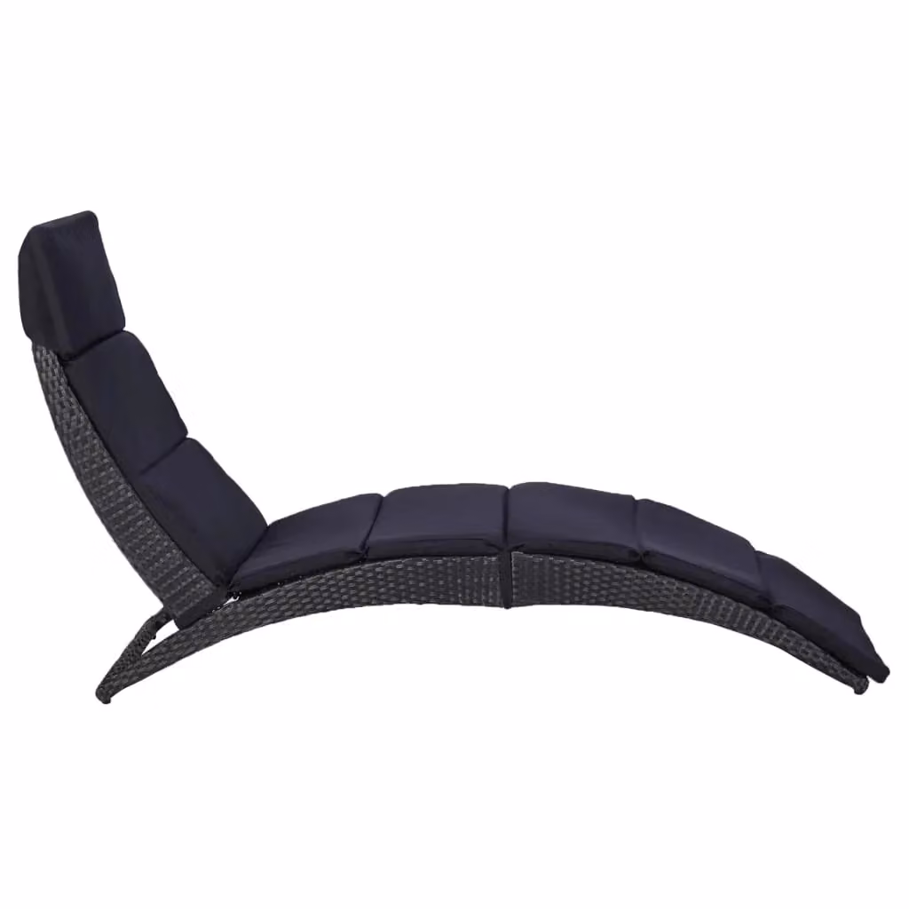 Lettino prendisole Outsunny in polyrattan nero con cuscino resistente alle intemperie per giardino e terrazzo – 2