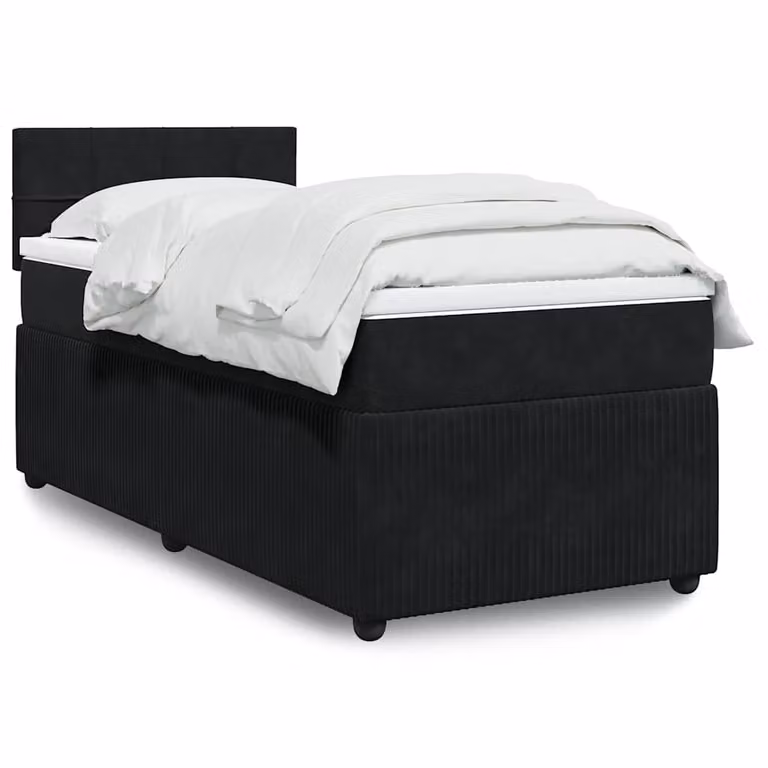 vidaXL Giroletto a Molle con Materasso Ibrido in Velluto Nero L 100 cm x P 200 cm