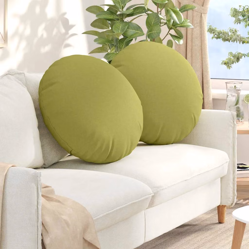 Set di 2 cuscini per seduta rotondi vidaXL in tessuto verde chiaro, Ø 60 cm x 21 cm