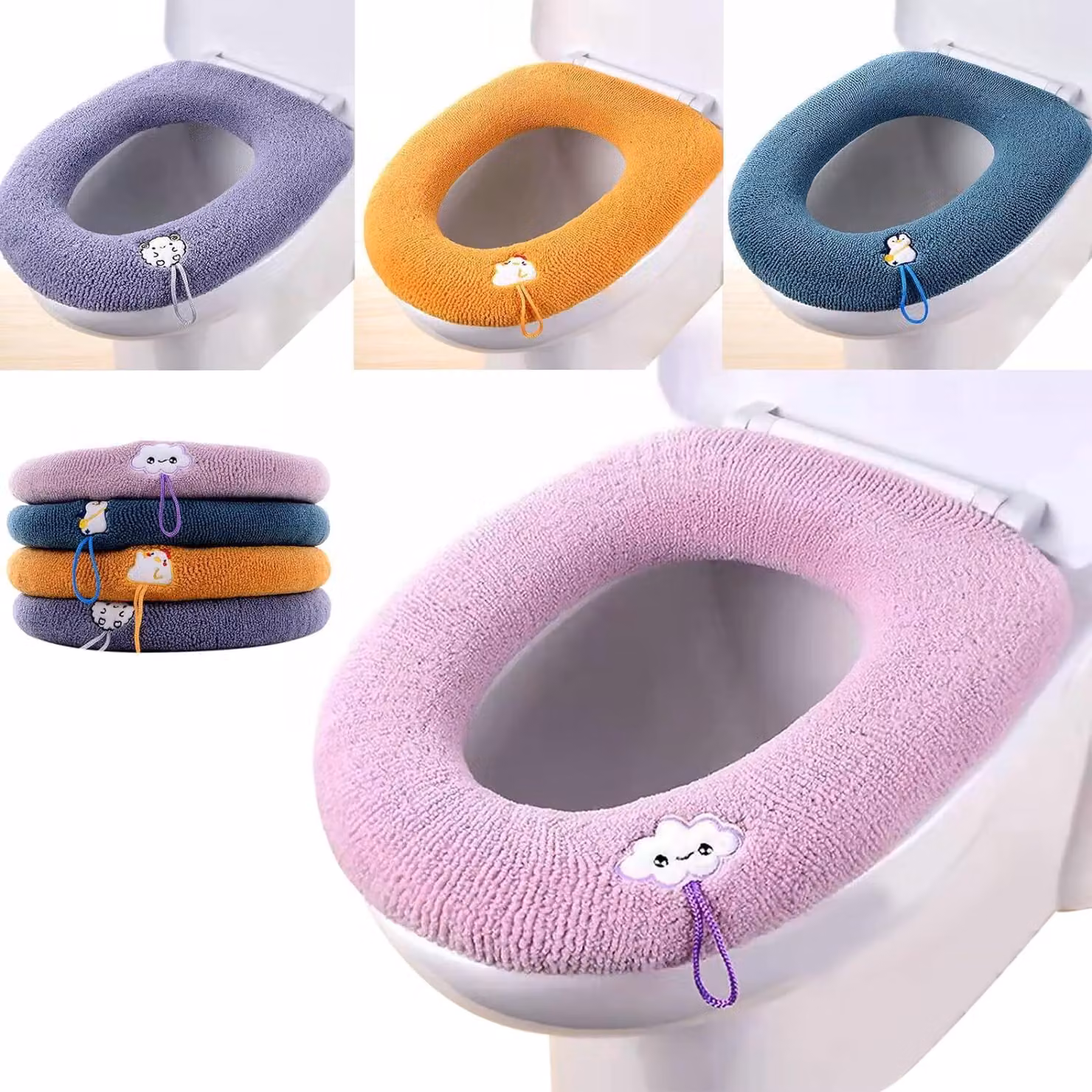 4 scaldasedili per WC, scaldasedili lavabili, morbidi cuscini per WC, coprisedili per WC, coprisedili per WC,