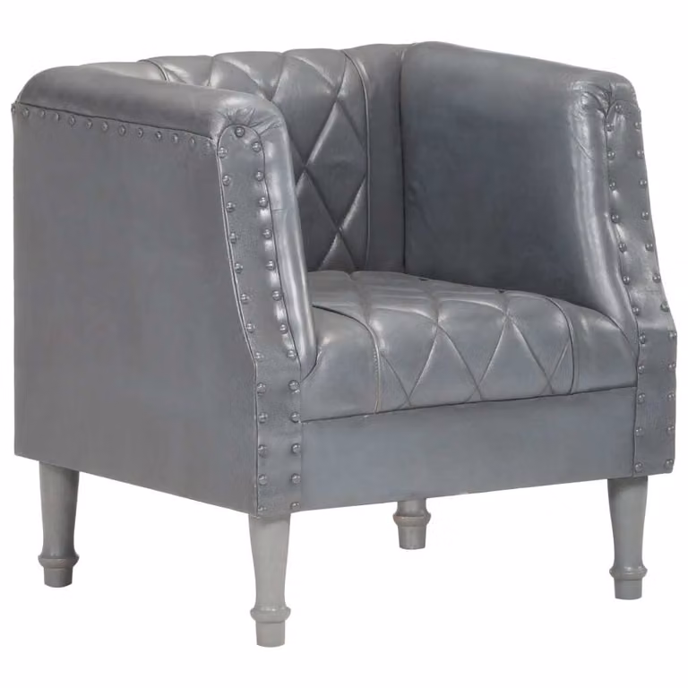 The Living Store Poltrona Grigio Vera pelle di capra