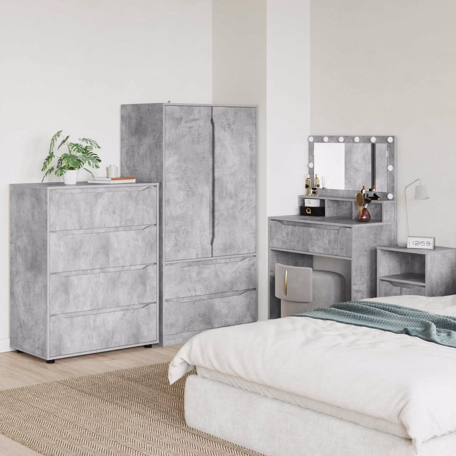 Set di 2 armadi di stoccaggio moderni vidaXL in MDF grigio, L 80 cm x P 48 cm x H 105 cm