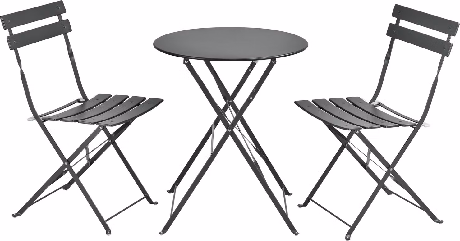 Set da bistrot 'Caprile' 3 pezzi pieghevole in acciaio grigio scuro