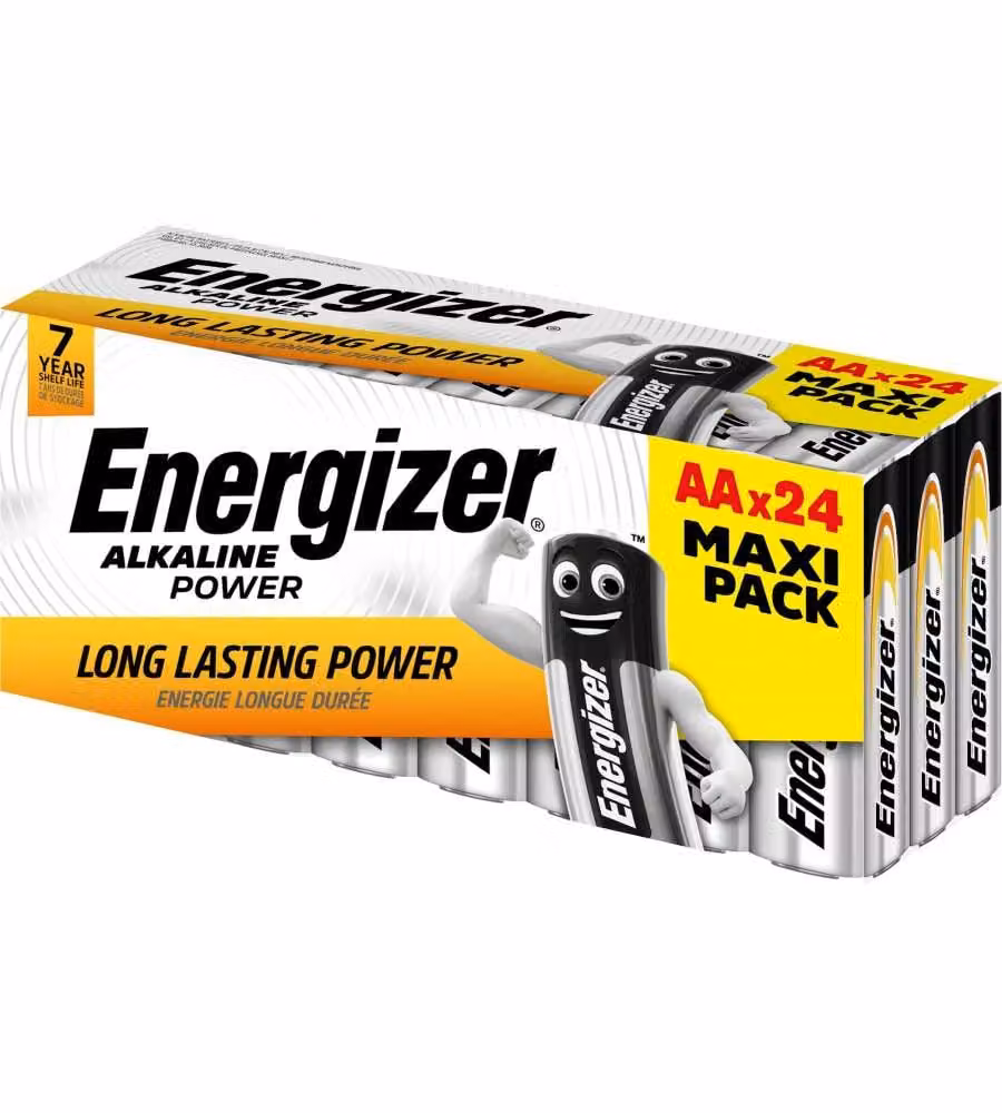 Energizer Pile Alcaline AA 24 Pezzi Nero - Batteria Stilo Monouso 1,5V