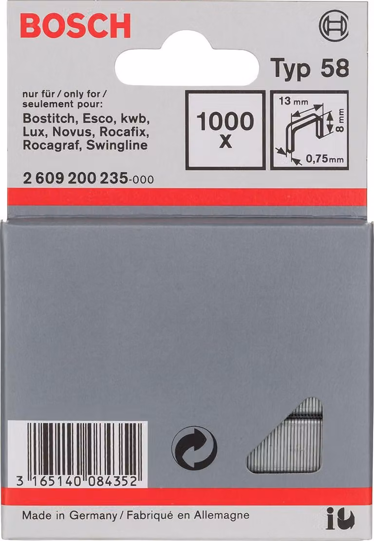 Bosch 1000 punti metallici tacker 8/13 mm tipo58