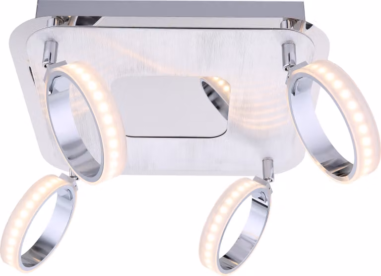 Lampada a sospensione Globo, modello Idaho, in alluminio cromato, con 4 LED; codice prodotto: 56043-4