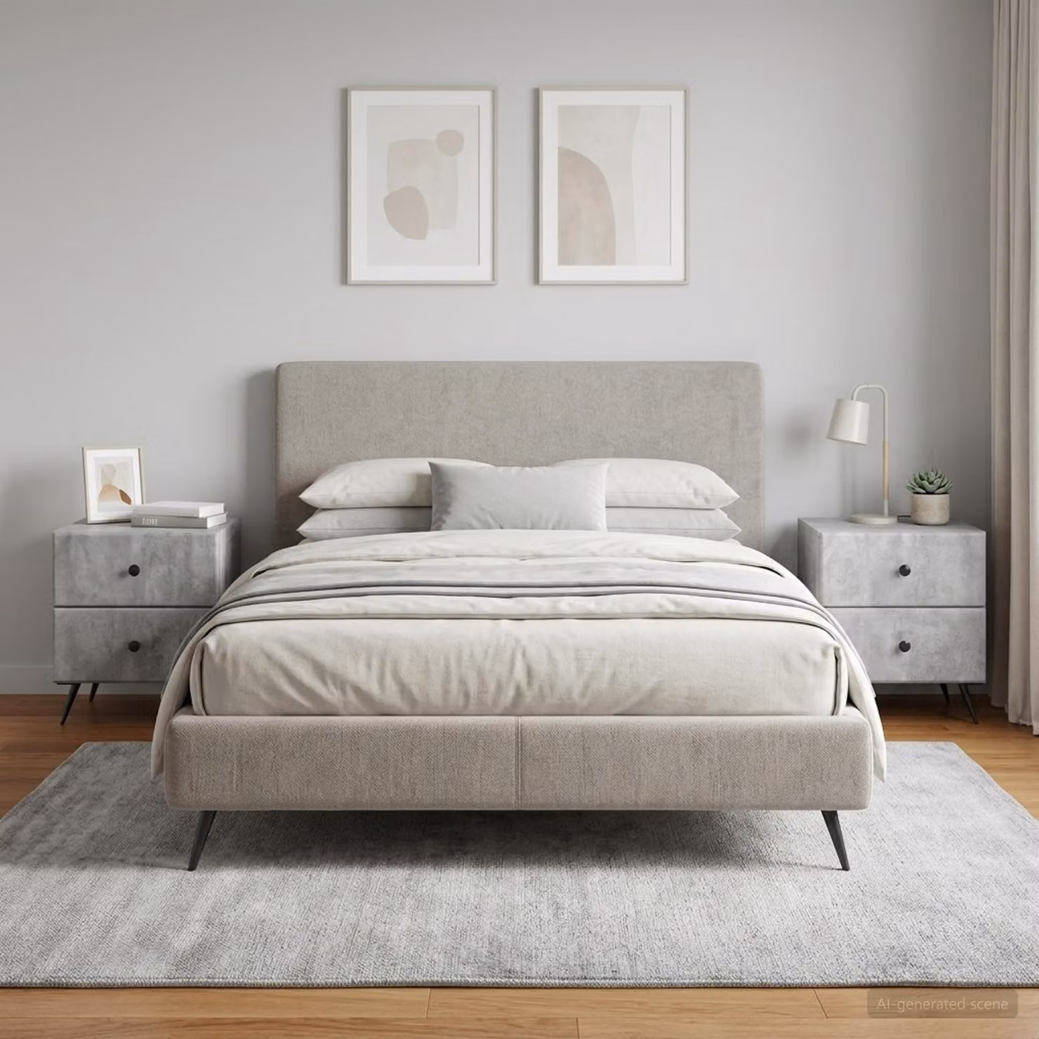 Set di 2 Armadi da Notte vidaXL Grigio Cemento L: 43 cm, P: 34,5 cm, H: 47,5 cm
