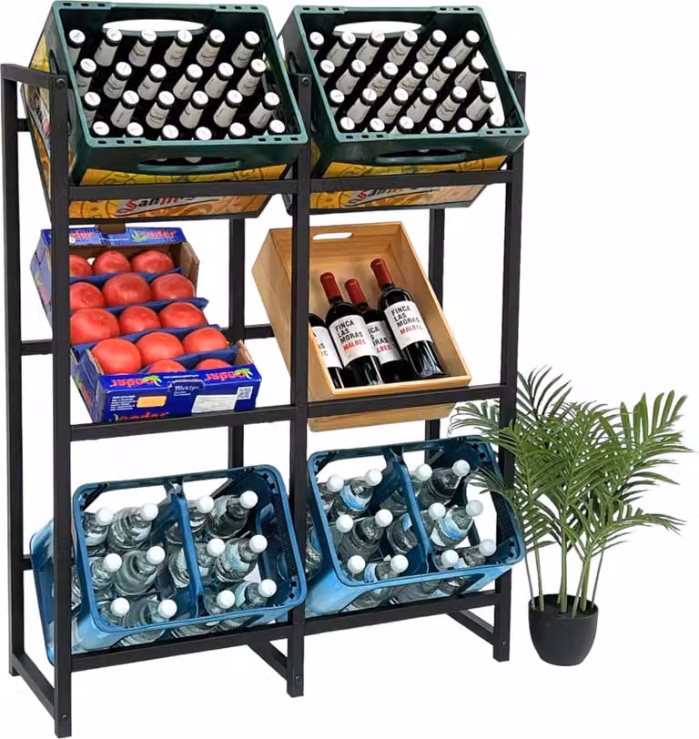 DanDiBo Portacasse per bevande 6 casse Metallo nero Montante 96477 Portacasse per bevande 91 cm Supporto per casse per bevande Portacasse per bottiglie