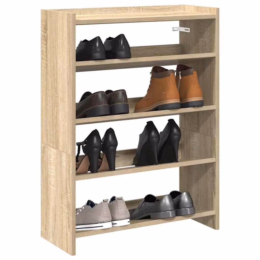 Scarpiera moderna vidaXL in legno marrone con ripiani piatti, L 60 cm x P 25 cm x H 81 cm