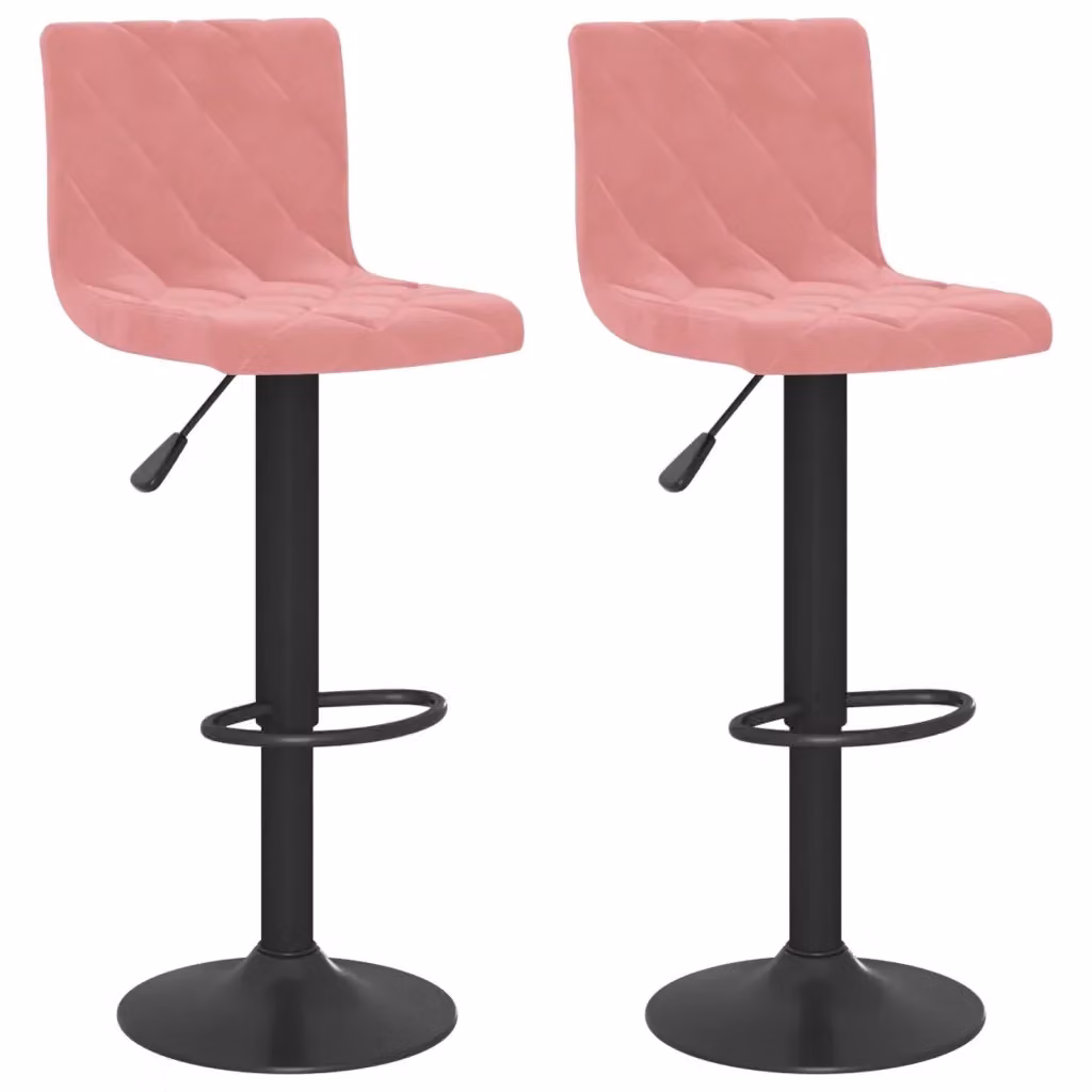 Set di 2 sgabelli da bar vidaXL in velluto rosa con base girevole a 360 gradi – 2