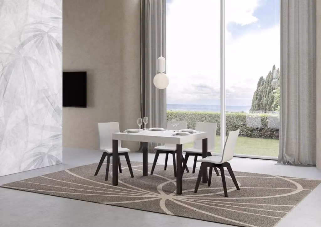Tavolo allungabile moderno Itamoby Bianco Frassino con telaio Antracite L/P/H: 110 x 70 x 77 cm, estensibile fino a 194 cm – 2