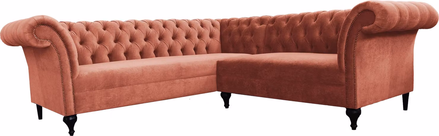 Chesterfield Ecksofa Eckcouch Designer Sofa Couch Samt Ledersofa SLIII Sofa №86
