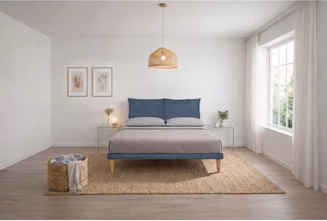 Letto imbottito Matrimoniale 180x190 cm Soft - Con rete,Microfibra,Blu