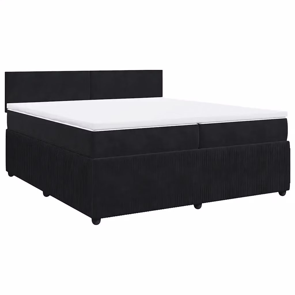 Letto Ibrido vidaXL con Giroletto a Molle e Materasso in Velluto Nero 200 x 200 cm – 2