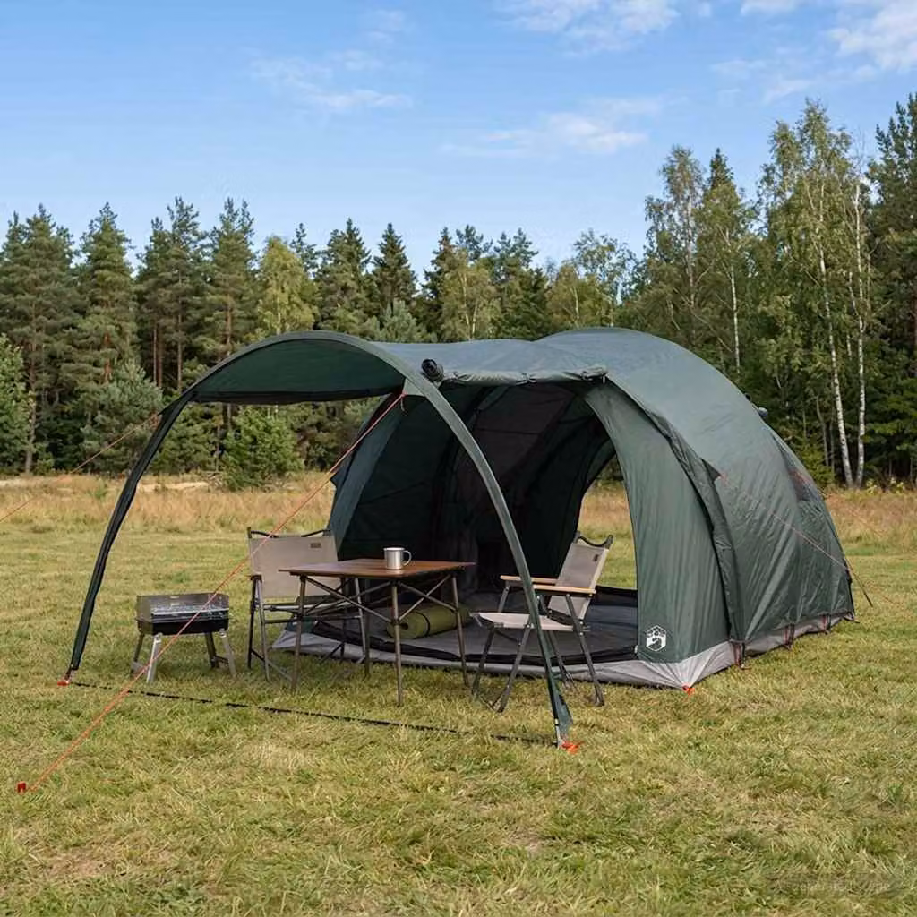 Tenda a tunnel vidaXL per 6 persone in poliestere e acciaio, Verde militare