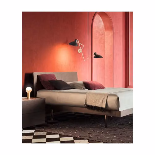 Letto Alfa matrimoniale in legno con giroletto in legno Pianca
