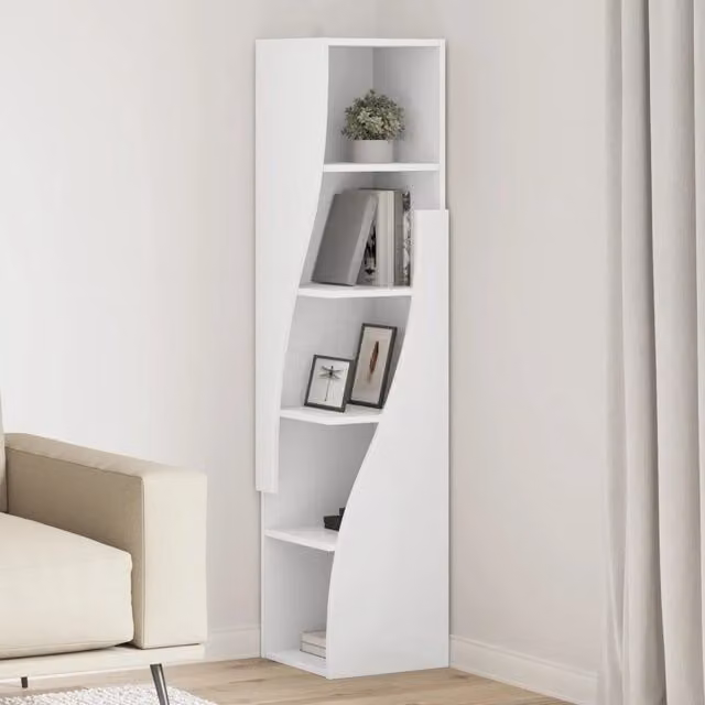 Mobile angolare moderno vidaXL in MDF bianco con pannello posteriore L/P/H: 32 x 32 x 140 cm