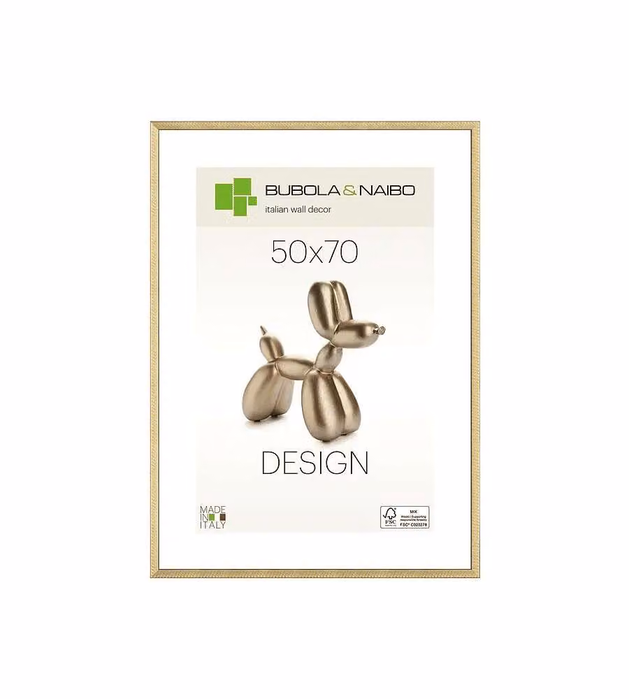 Cornice rettangolare in legno oro 50x70 cm con vetro decorativo