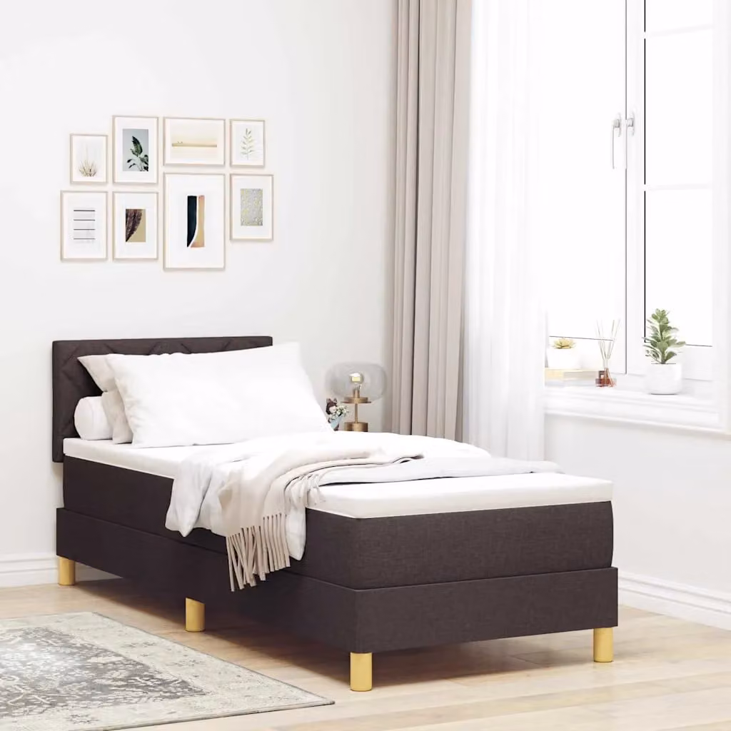 Letto ibrido con cuscino vidaXL in tessuto marrone, L 80 cm x P 200 cm x H 140 cm